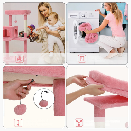 Condo pour chat rose de luxe avec hamac
