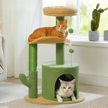 Arbre à chat moderne à plusieurs niveaux avec coins détente