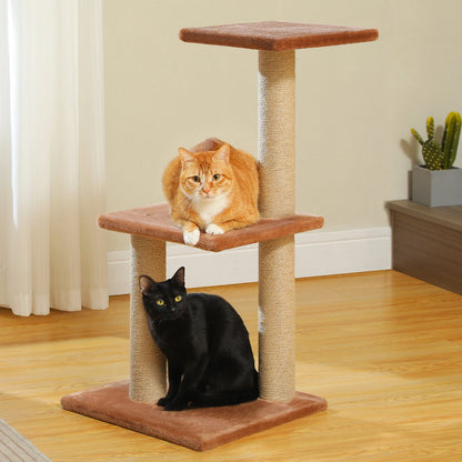 Tour pour chat réglable à 5 niveaux, du sol au plafond, avec poteaux à griffer en sisal, hamac en peluche et jouet suspendu – Design moderne en forme de cactus pour les jeux d'intérieur de plusieurs chats