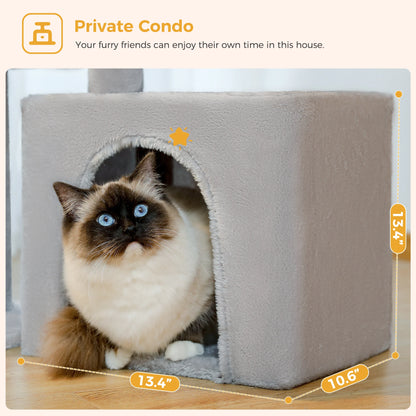 Tour pour chat réglable à 5 niveaux, du sol au plafond, avec poteaux à griffer en sisal, hamac en peluche et jouet suspendu – Design moderne en forme de cactus pour les jeux d'intérieur de plusieurs chats