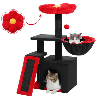Arbre à chat tour cactus pour petits chats avec rampe à griffer en sisal, hamac douillet, condo pour chat et perchoir supérieur amovible – Aire de jeux compacte pour chat d’intérieur.