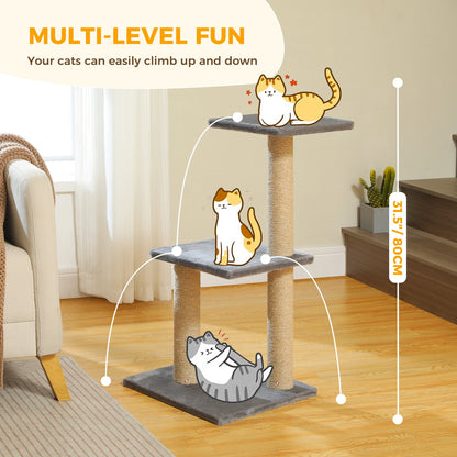 Tour pour chat réglable à 5 niveaux, du sol au plafond, avec poteaux à griffer en sisal, hamac en peluche et jouet suspendu – Design moderne en forme de cactus pour les jeux d'intérieur de plusieurs chats
