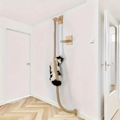 Corde à grimper en bois massif pour chat avec sisal