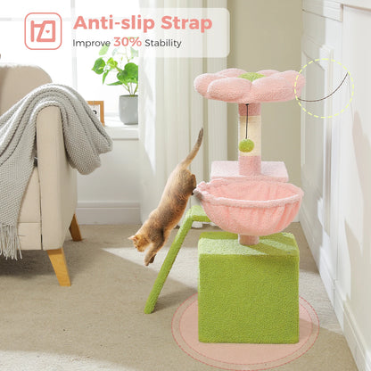 Arbre à chat tour cactus pour petits chats avec rampe à griffer en sisal, hamac douillet, condo pour chat et perchoir supérieur amovible – Aire de jeux compacte pour chat d’intérieur.