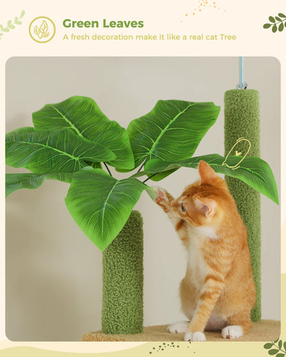 Arbre à chat Cactus réglable en hauteur, du sol au plafond, avec niche, hamac confortable et griffoirs – Arbre d'activité d'intérieur multi-chats peu encombrant