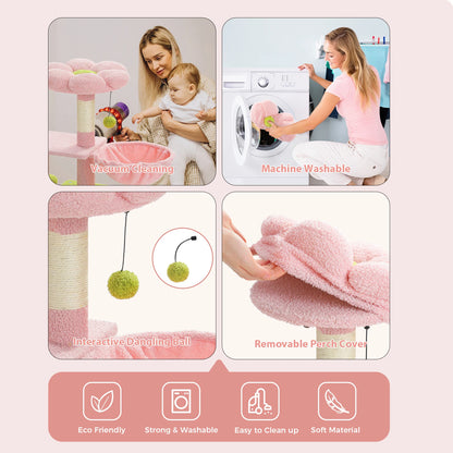Arbre à chat tour cactus pour petits chats avec rampe à griffer en sisal, hamac douillet, condo pour chat et perchoir supérieur amovible – Aire de jeux compacte pour chat d’intérieur.