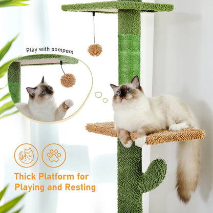 Tour d'arbre à chat d'intérieur transformable avec grand hamac moelleux, Perchoir supérieur amovible et poteaux à griffer en sisal naturel