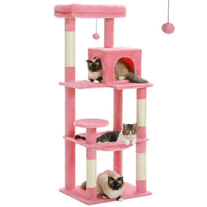 Condo pour chat rose de luxe avec hamac