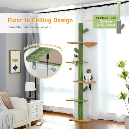 Tour d'arbre à chat d'intérieur transformable avec grand hamac moelleux, Perchoir supérieur amovible et poteaux à griffer en sisal naturel