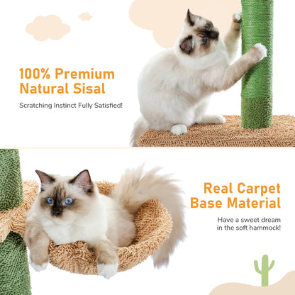Tour d'arbre à chat d'intérieur transformable avec grand hamac moelleux, Perchoir supérieur amovible et poteaux à griffer en sisal naturel