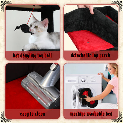 Tour d'arbre à chat à 5 niveaux pour grands chats avec hamac extra-large, niche confortable, poteaux à griffer en sisal et perchoir moelleux – Centre d'activités d'intérieur adapté aux chats lourds