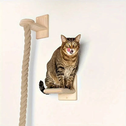 Corde à grimper en bois massif pour chat avec sisal