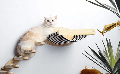 Hamac mural pour chat 1 pièce, lit pour chat en bois, étagères murales à griffer, plateforme d’escalade élevée, meuble arbre à chat d’intérieur.