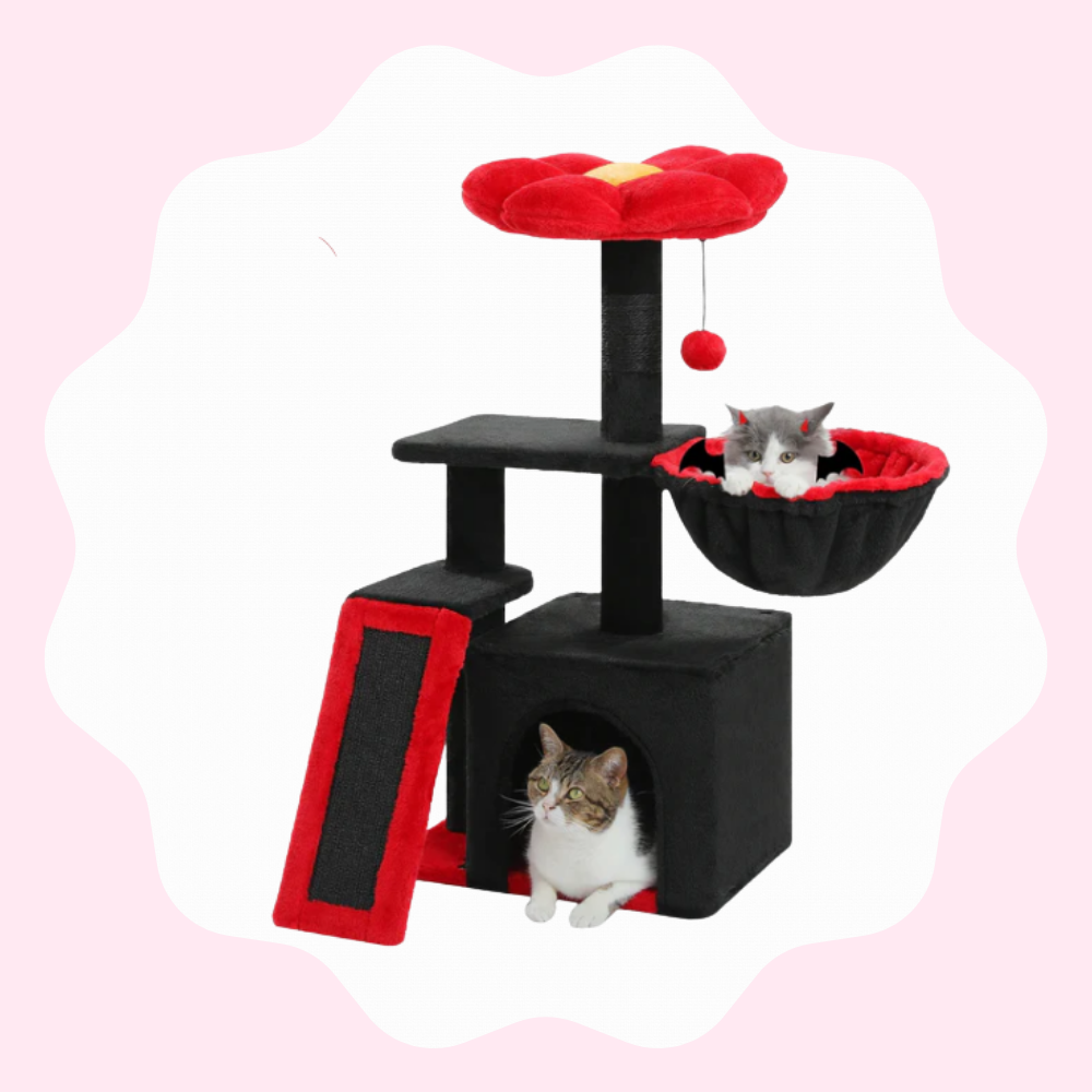 Arbre à chat moderne avec motif floral